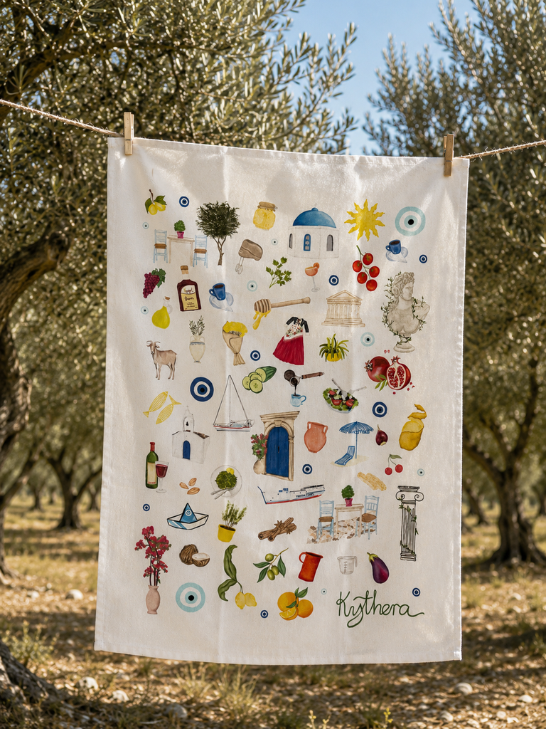 A Taste of Kythera Tea Towel