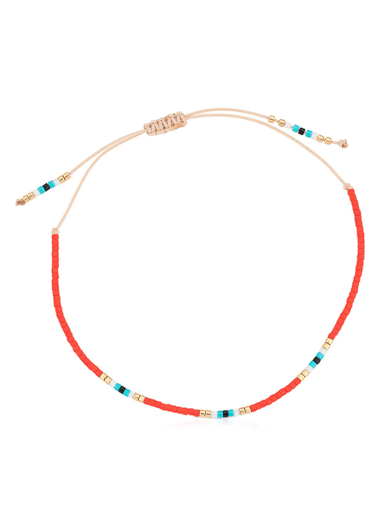 Ionian Hand Beaded Bracelet in Red