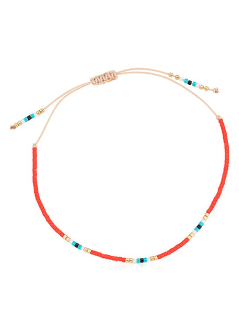Ionian Hand Beaded Bracelet in Red