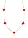 Clara Clover Necklace in Red/Gold