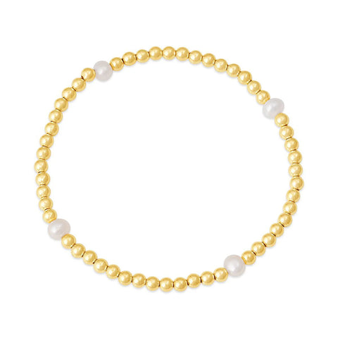 Pearl One Beaded Bracelet in Gold