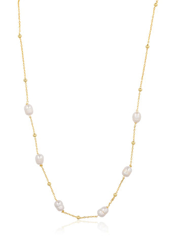 Pearly Chain Necklace in Gold