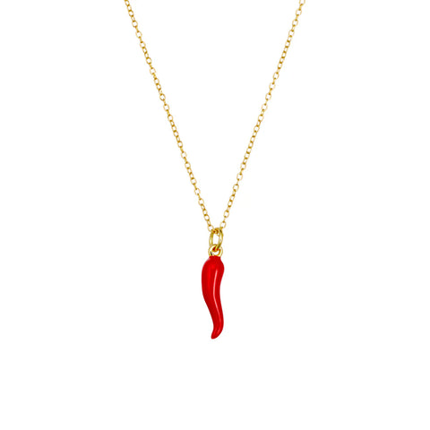 Red Cornicello Necklace in Gold