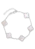 Mother of Pearl Five Clover Bracelet in Silver