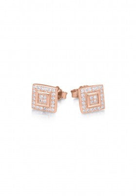 Square Stud Earrings in Rose Gold