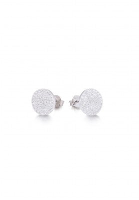 Flat Circle Stud Earrings in Sterling Silver