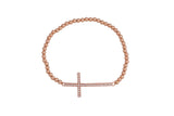 Big Cross on Beaded Bracelet in Rose Gold