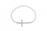 Big Cross on Beaded Bracelet in Rose Gold