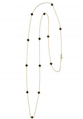 Black Clover Long Necklace in Rose Gold