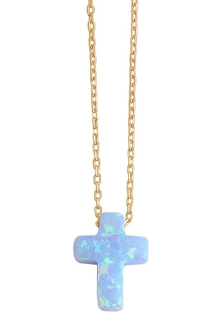 Cross Opalite Necklace in Gold