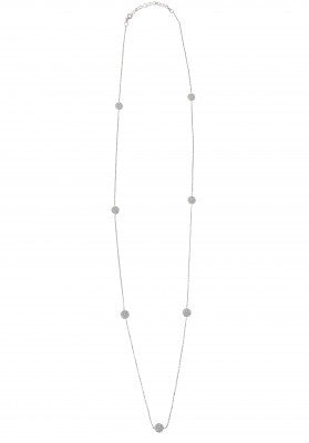 Diamonte Circle Long Necklace in Sterling Silver