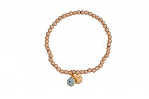 Eye Love Beaded Bracelet in Gold with White Eye