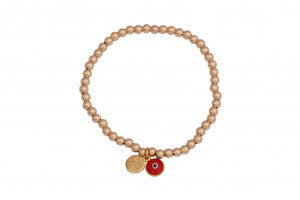 Eye Love Beaded Bracelet in Gold with Red Eye