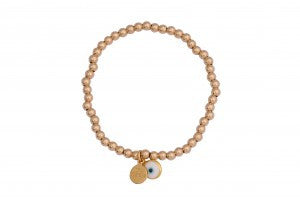 Eye Love Beaded Bracelet in Gold with White Eye