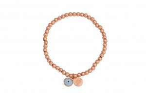 Eye Love Beaded Bracelet in Rose Gold with Blue Eye