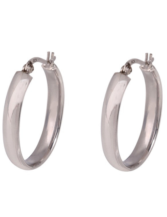 Oval Hoop Earring in Sterling Silver 30mm