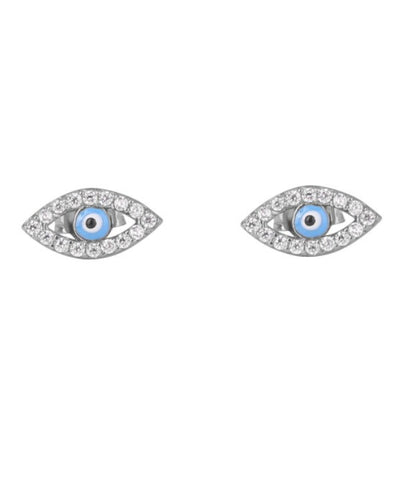 Slant Eye Earrings in Sterling Silver