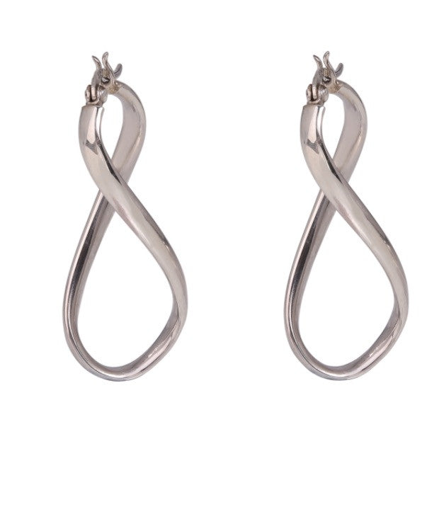 Twisted Oblong Hoop Earrings in Sterling Silver
