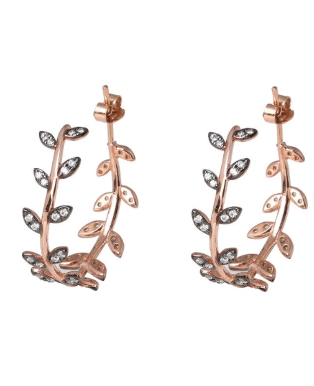 Round Leaf Earrings in Rose Gold