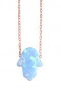 Hamsa Opalite Necklace in Sterling Silver