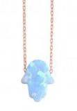 Hamsa Opalite Necklace in Rose Gold