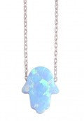 Hamsa Opalite Necklace in Sterling Silver