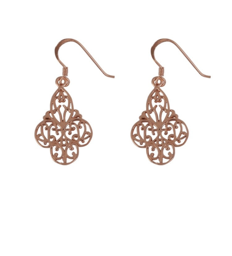 Mini Ornate Earrings in Rose Gold