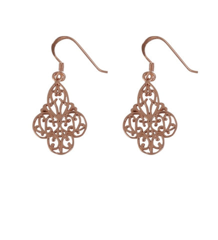 Mini Ornate Earrings in Rose Gold