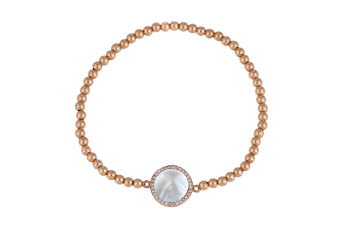 Mother Of Pearl Beaded Bracelet in Gold