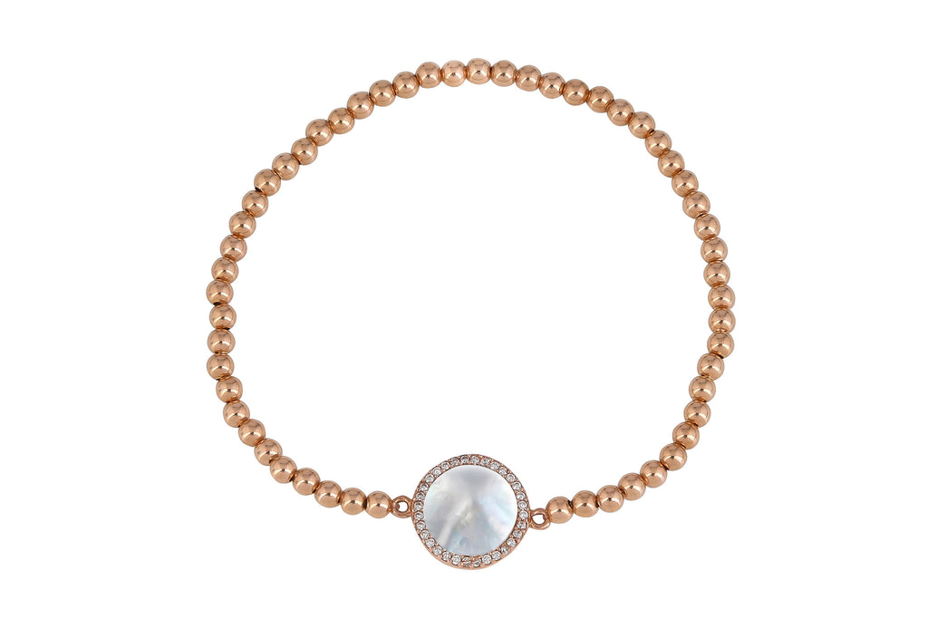 Mother Of Pearl Beaded Bracelet in Rose Gold