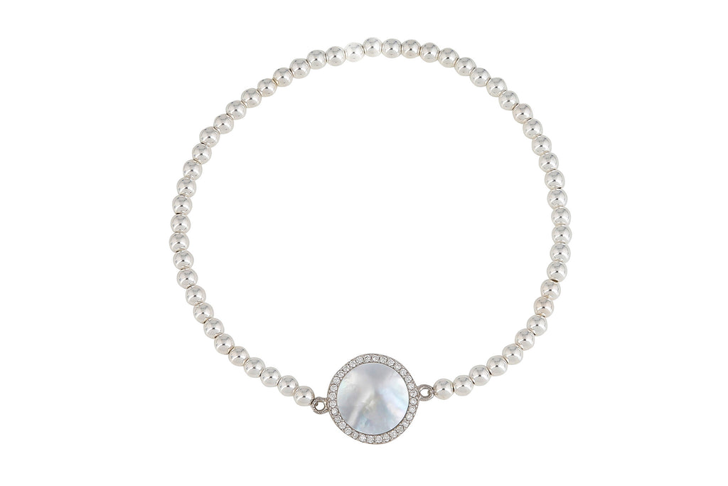 Mother Of Pearl Beaded Bracelet in Gold