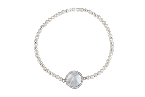 Mother Of Pearl Beaded Bracelet in Sterling Silver