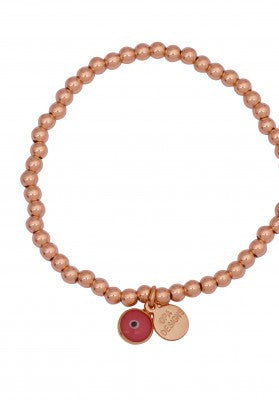 Eye Love Beaded Bracelet in Rose Gold with Black Eye