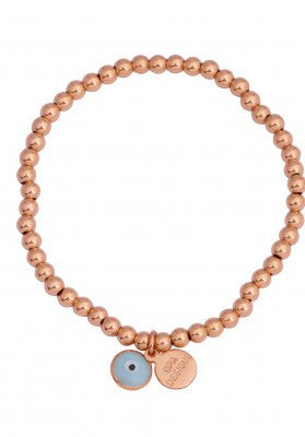 Eye Love Beaded Bracelet in Rose Gold with White Eye