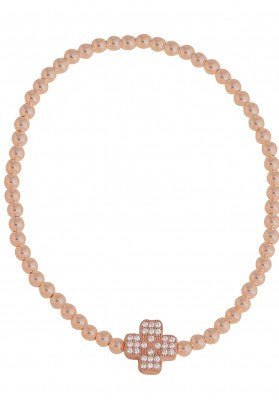Cross My Heart Beaded Bracelet in Rose Gold