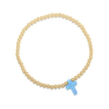 Opalite Cross Beaded Bracelet in Sterling Silver