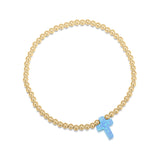 Opalite Cross Beaded Bracelet in Rose Gold