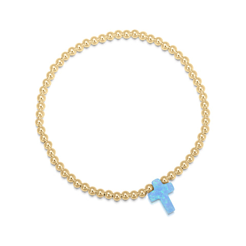 Opalite Cross Beaded Bracelet in Gold