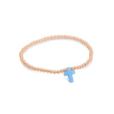 Opalite Cross Beaded Bracelet in Gold