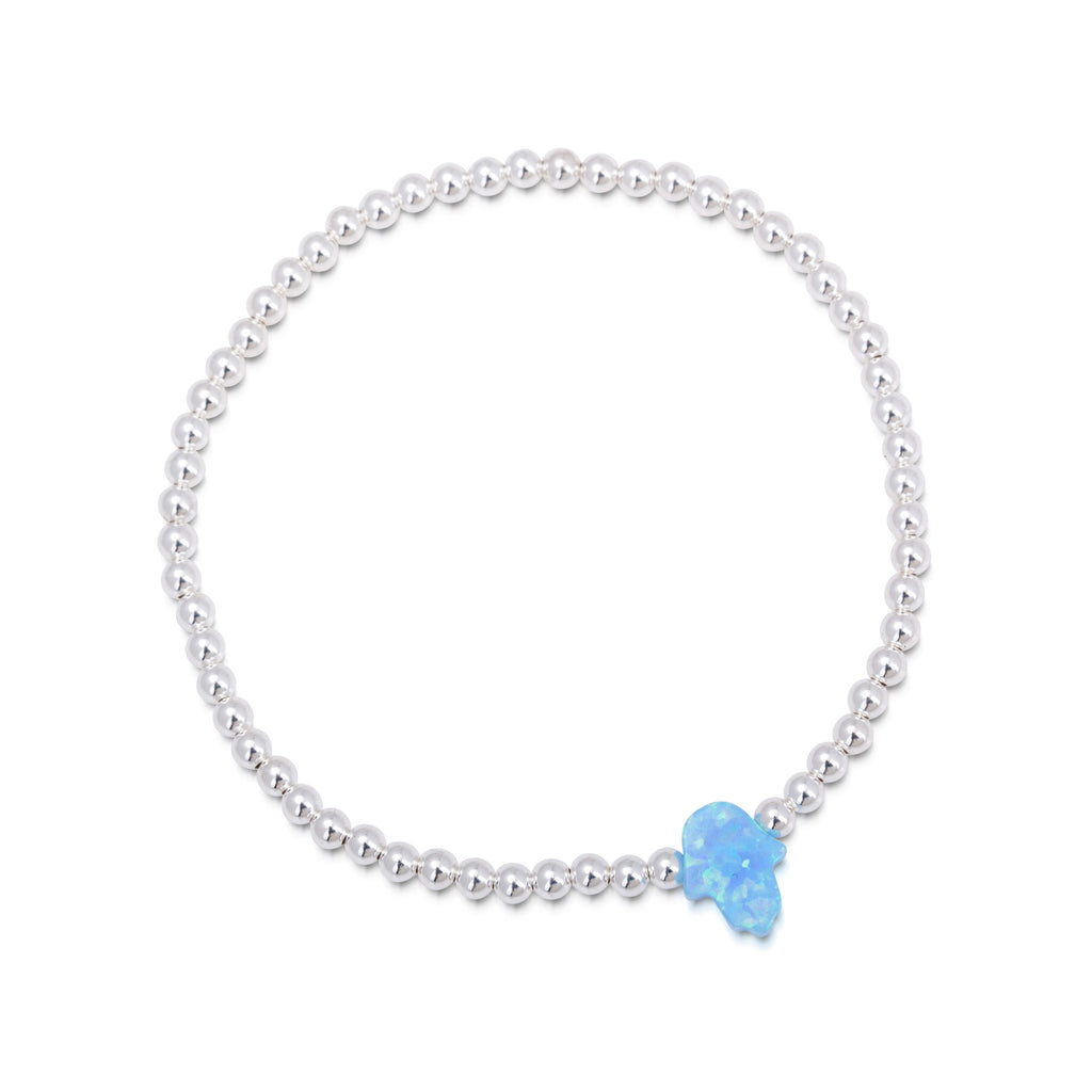 Opalite Hamsa Beaded Bracelet in Gold