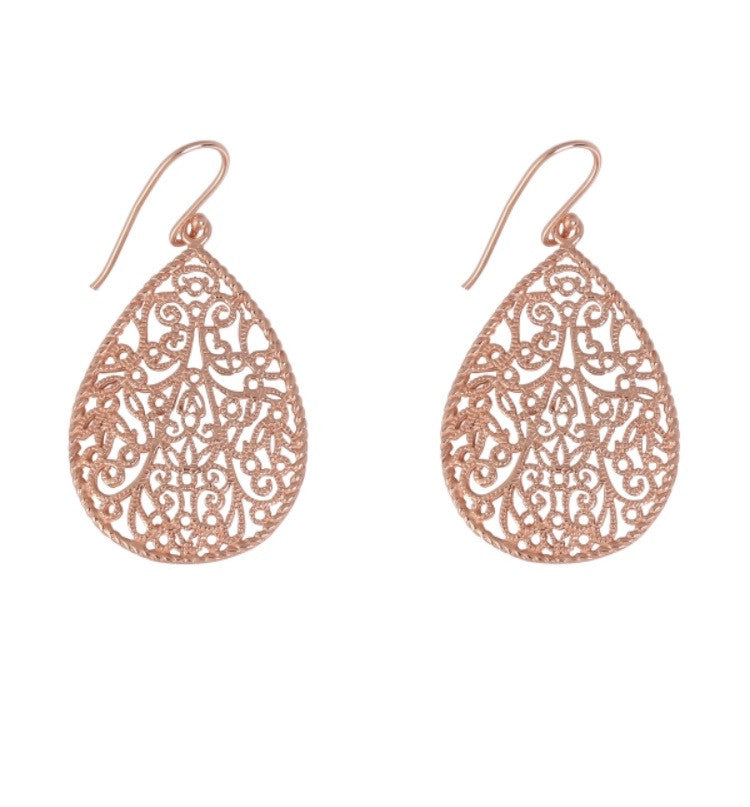 Teardrop Ornate Earrings in Sterling Silver