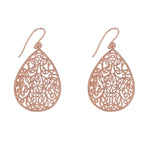 Teardrop Ornate Earrings in Rose Gold