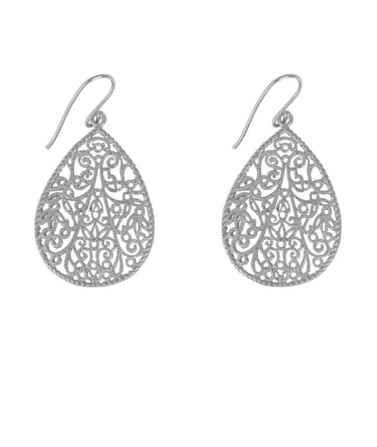 Teardrop Ornate Earrings in Rose Gold