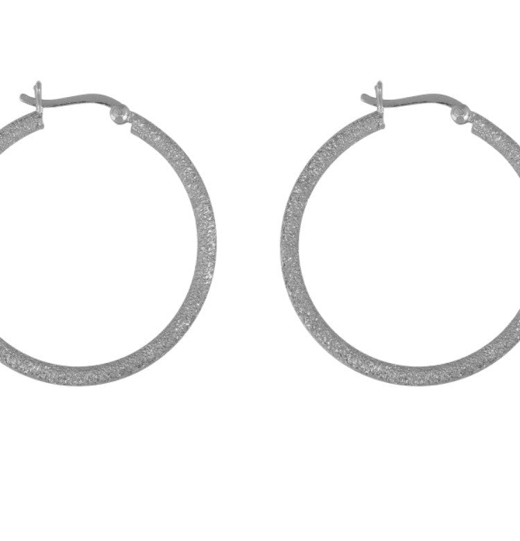 Shimmer Hoop Earrings in Sterling Silver