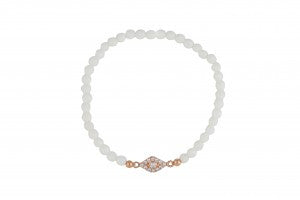 Slant Eye Beaded Bracelet in Rose Gold and White