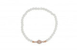 Slant Eye Beaded Bracelet in Rose Gold and White