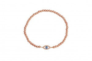 Small Slant Eye Beaded Bracelet in Rose Gold