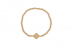Sweet Cross Beaded Bracelet in Gold
