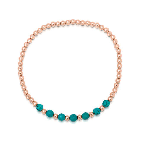 Beach Love Turquoise Beaded Bracelet in Rose Gold