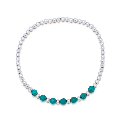 Beach Love Turquoise Beaded Bracelet in Sterling Silver